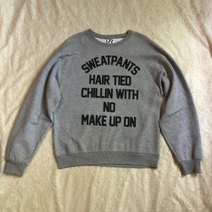 Russell Drake Sweatpants hair tied sweatshirt